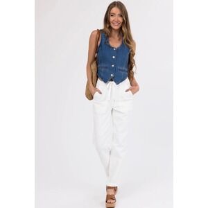 Judy Blue Ivory Drawstring High Waist Jeans Size‎ 1/25